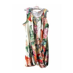 H&M Tropical Floral Sleeveless Tulip Bubble Hem Dress size 14